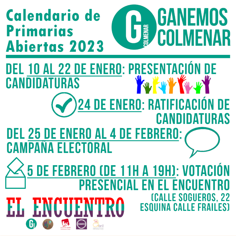 Ganemos Colmenar arranca su proceso de Primarias Abiertas para las Elecciones Municipales 2023