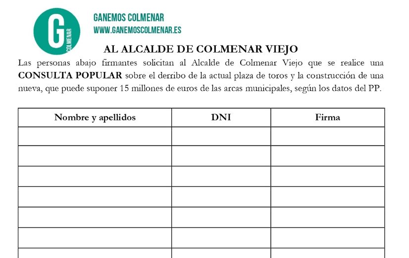 Recogida de firmas para la Consulta Popular sobre la construcción de una nueva Plaza de Toros