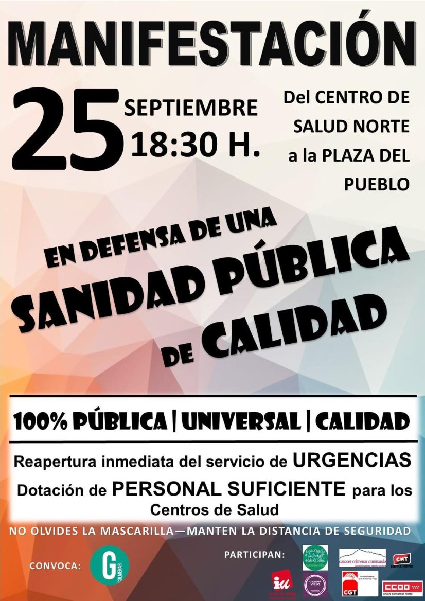 Manifestación en Colmenar Viejo por una Sanidad Pública de Calidad