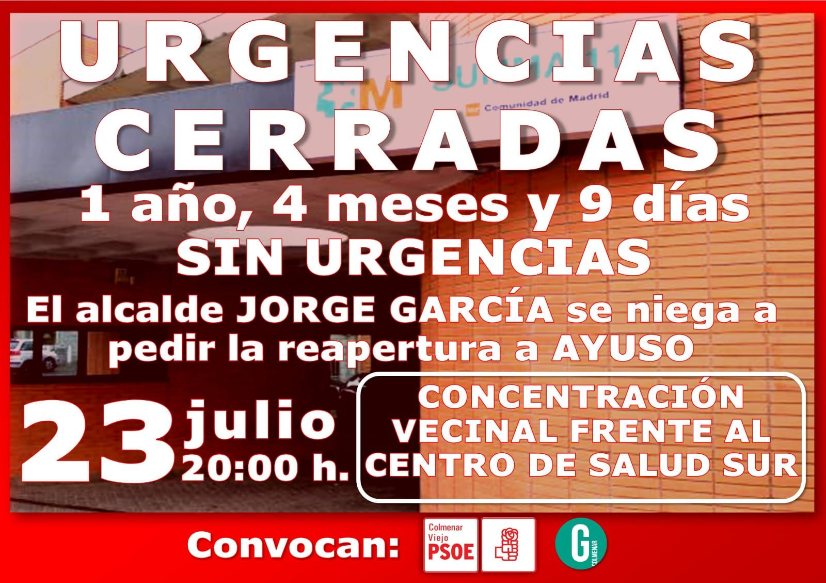 Concentración por la apertura de las Urgencias-viernes 23 julio 20h