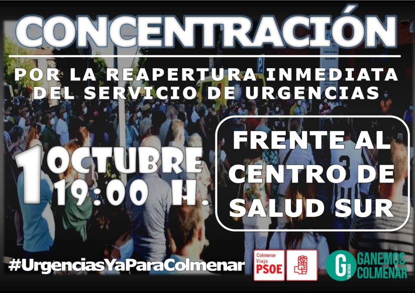 Viernes 1 octubre 19h, concentración por la apertura inmediata de las Urgencias