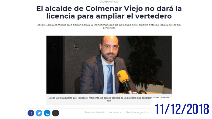 La Junta de Gobierno de Colmenar Viejo concede la licencia para la construcción del 5º vaso del macrovertedero