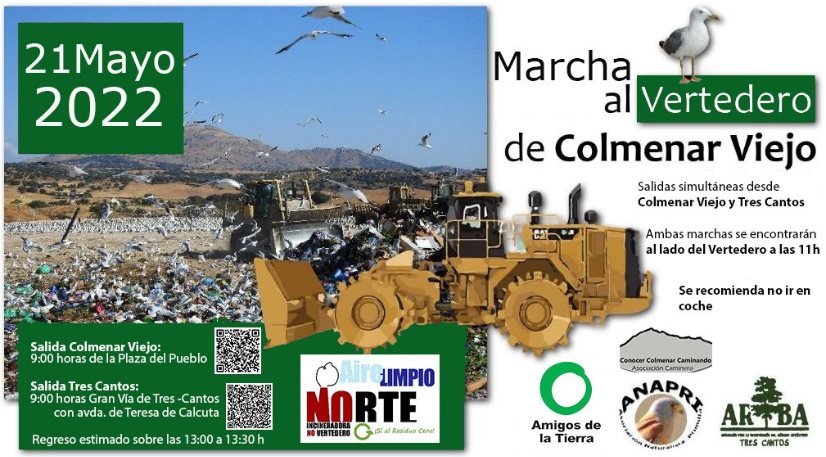 Marcha contra el Vertedero del Noroeste 21 de mayo 2022. Desde la Plaza del Pueblo de Colmenar a las 9h