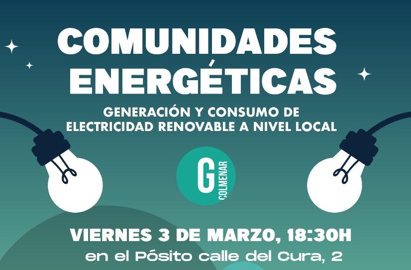 Viernes 3 marzo, 18:30h en el Pósito, acto público sobre Comunidades Energéticas