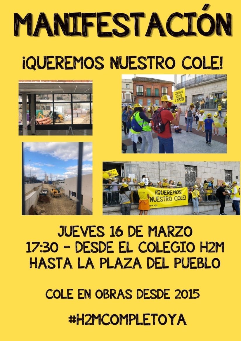 Jueves 16 marzo, Manifestación #H2MCompletoYa