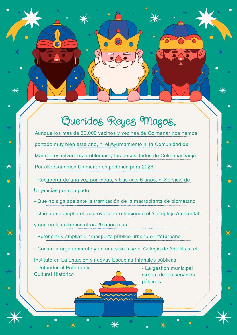 CARTA DE GANEMOS COLMENAR A LOS REYES MAGOS