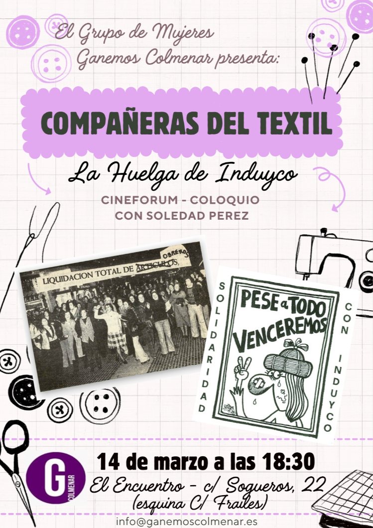 "Compañeras del textil: la huelga de Induyco", por el Grupo de Mujeres de Ganemos Colmenar
