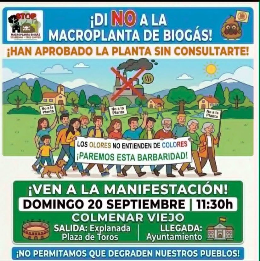 Manifestación Stop Biogás en Colmenar Viejo - domingo 20 septiembre 11:30h